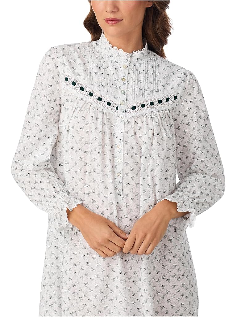 White Eileen West Cotton Woven Lawn 50" Highneck Nightgown