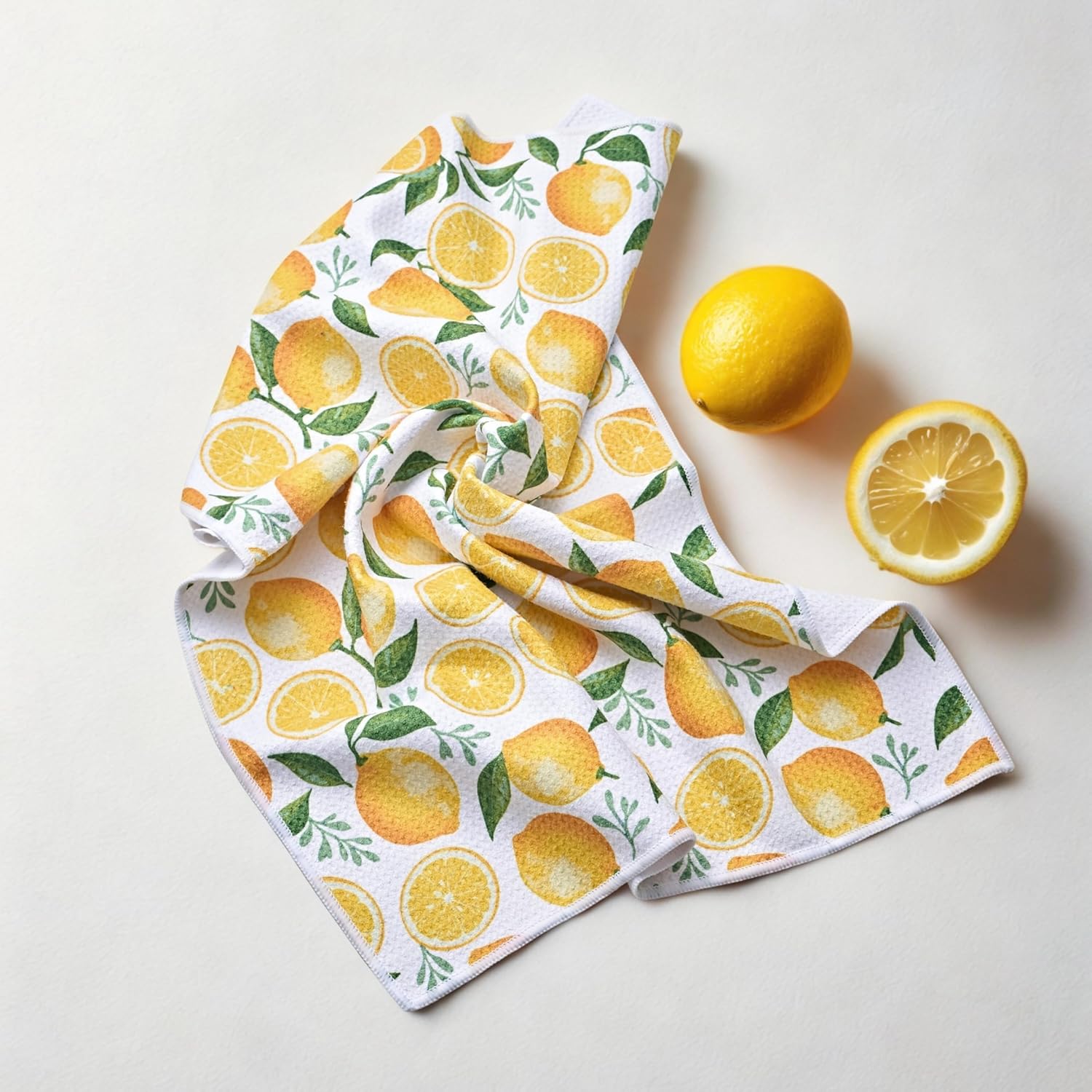 Lemon Kitchen Towels - Lemon Kitchen Decor and Accessories - 18"x26" Yellow Dish Towels for Kitchen Drying - Waffle Weave Microfiber Towels with Hanging Loop - Decorative Hand Towels Set of 2 - Image 7