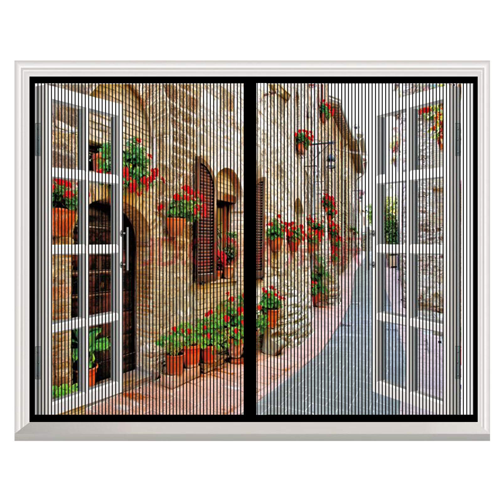 Moustiquaire fenêtre magnétique noire 130x255cm pour porte et couloir