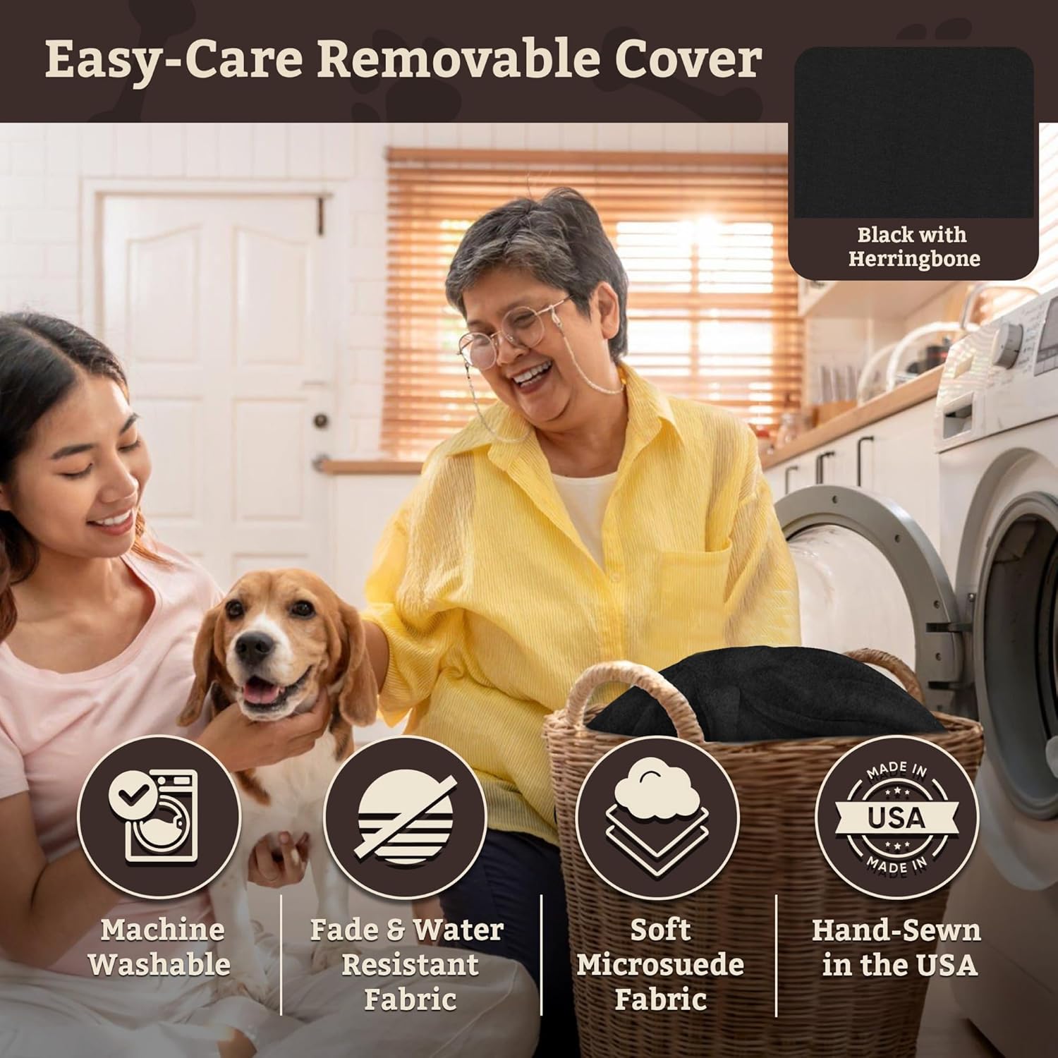 Snoozer Lookout I Dog Car Seat - Small Dog & Puppy Car Seat, Booster Bed for Small and Medium Size Pets up to 25 Lbs, Elevated, Washable - Medium Black with Herringbone image 5 of 7 B0032O7BDA