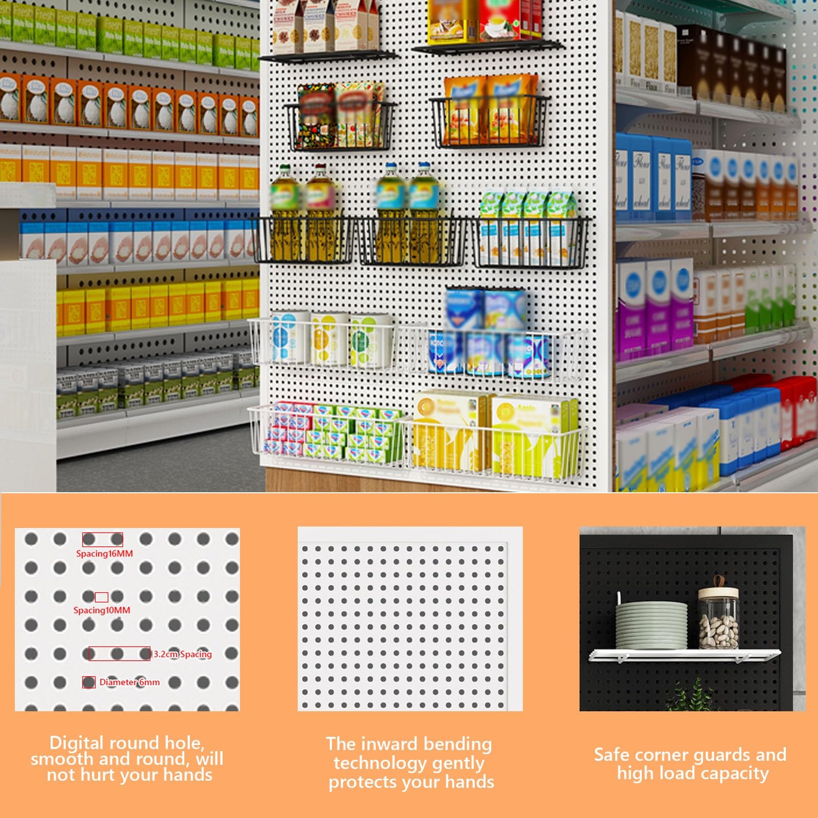 Panneaux perforés en métal – Organiseur d'outils en acier durable pour garage, bureau et salle d'artisanat – Solution de rangement murale