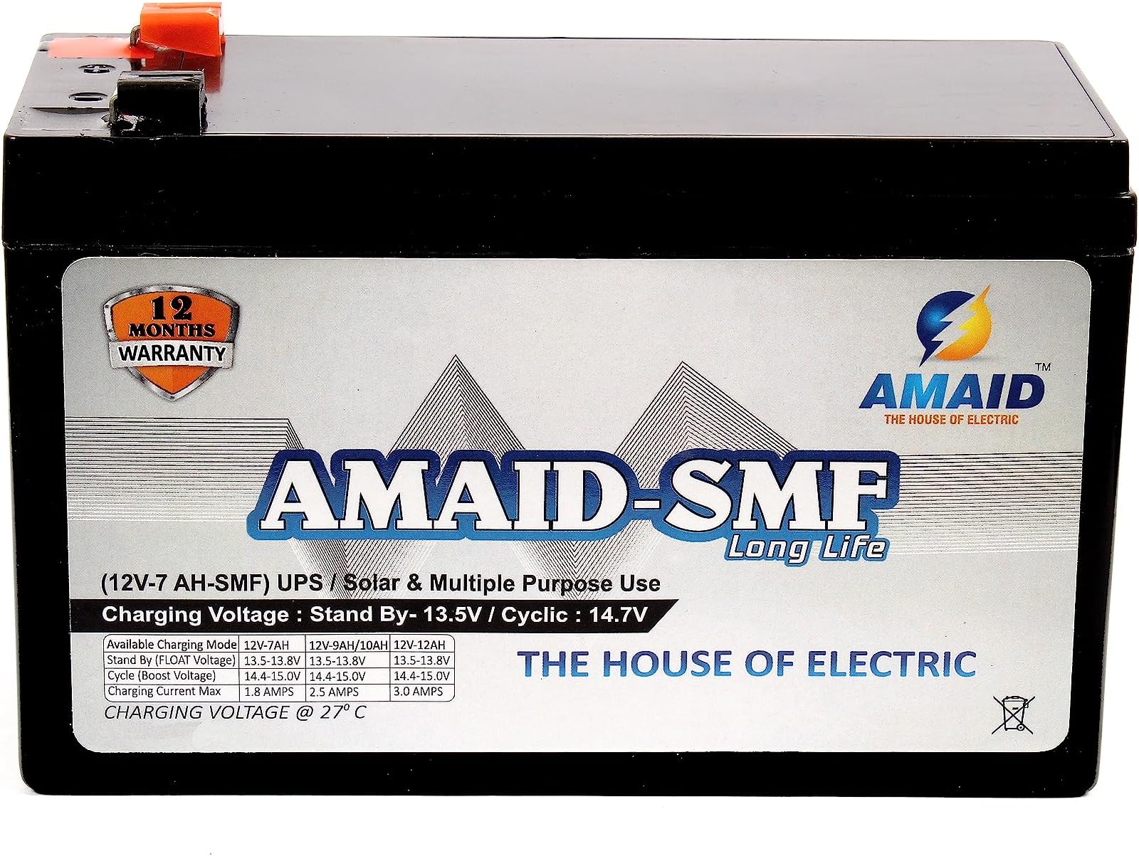 SMF 12V 7Ah SMF UPS-Battery Use for Solar, Ups and Etc. 12 Month Warranty.