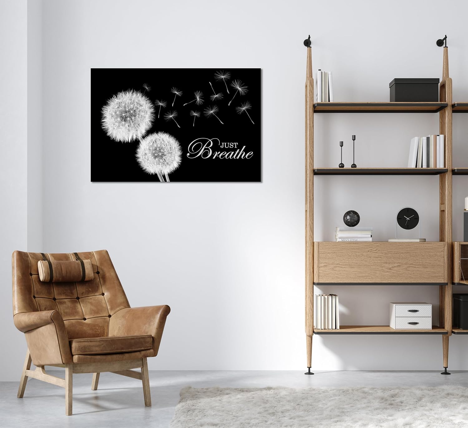 SKASNFAI Zen Wall Decor Motivation Dandelion Just Breathe Canvas Print Artwork Motivation Positive Wall Art for Inspirational Quotes Yoga Room (16L x 24W) - Image 3