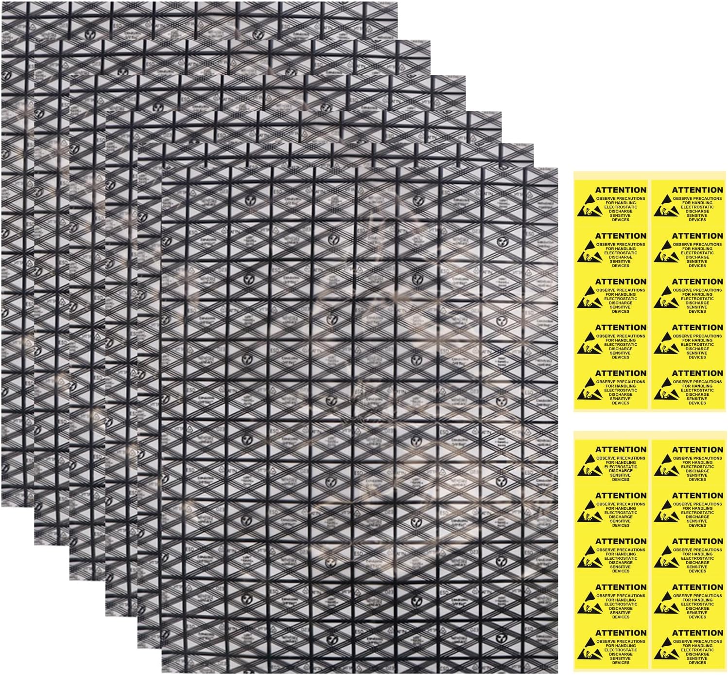 HRX Package 20pcs Large Premium Anti Static Bags with Antistatic Sticker, 12 X 16 inches Open Top ESD Shielding Anti-static Bag for Motherboard SSD HDD Hard Drive