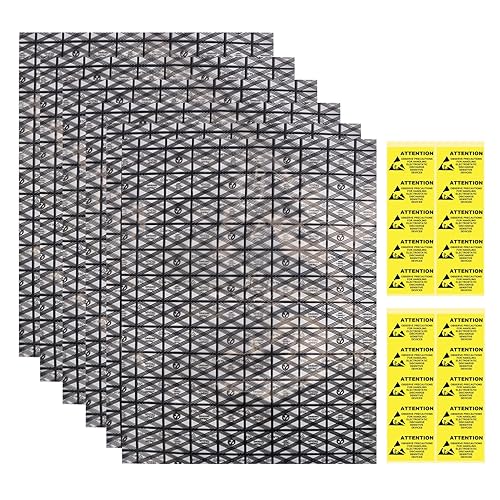 HRX Package 20pcs Large Premium Anti Static Bags with Antistatic Sticker, 12 X 16 inches Open Top ESD Shielding Anti-static Bag for Motherboard SSD HDD Hard Drive - 12”X15.8” - black grid
