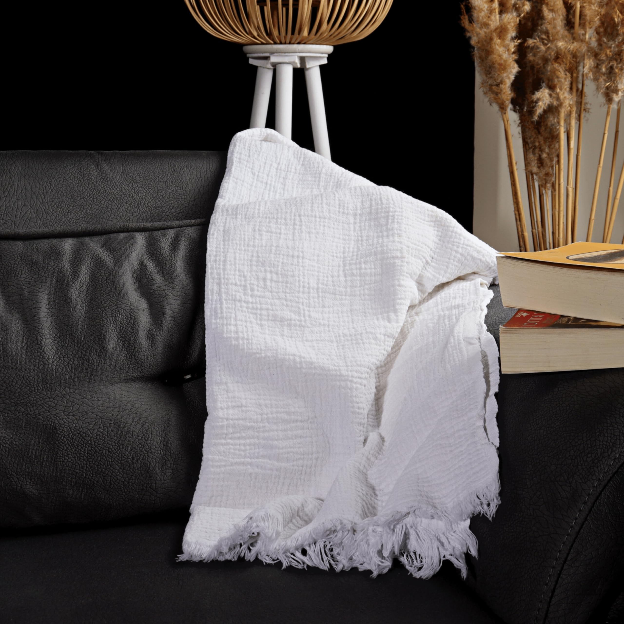 Musselin-Handtücher für Erwachsene – erschwingliches 3er-Pack – 100% türkischer Bio-Baumwoll-Musselin-Stoff – für Bad, Strand, Überwurf, Laken, Spa – Hamamtücher (weiß)