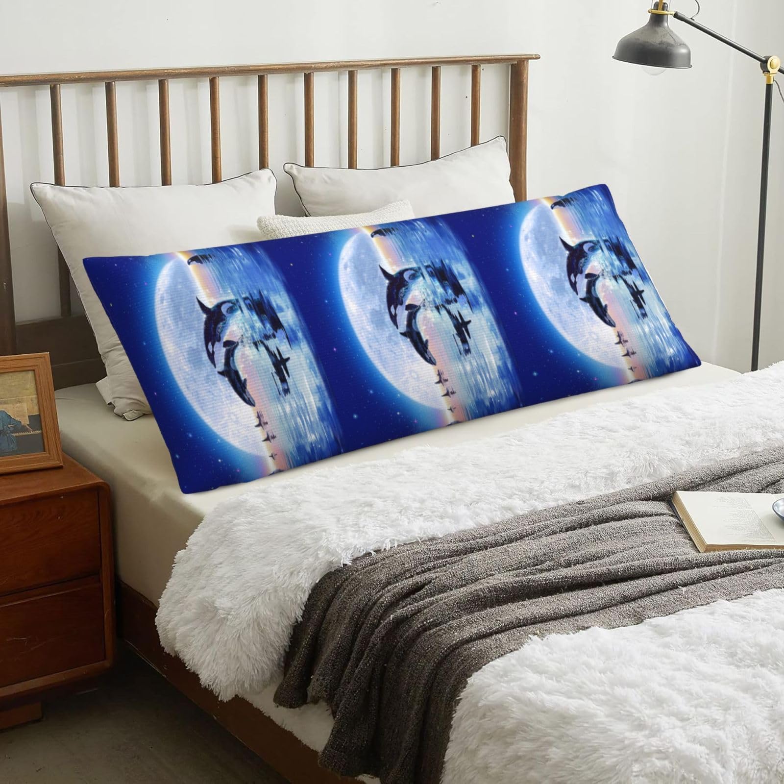 Pod Of Orcas, Body Pillow Cover with Zipper,Long Body Pillowcase 20 x 60 in