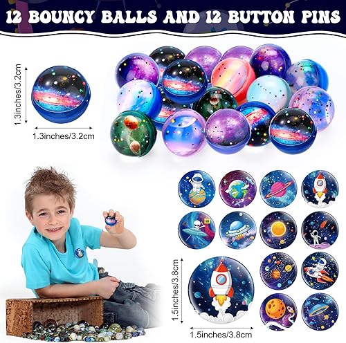 Miniatura 2 de Faccito 60 pulseras de silicona con bolas hinchables para fiestas espaciales, suministros de fiesta espacial, rellenos de bolsas temáticas de