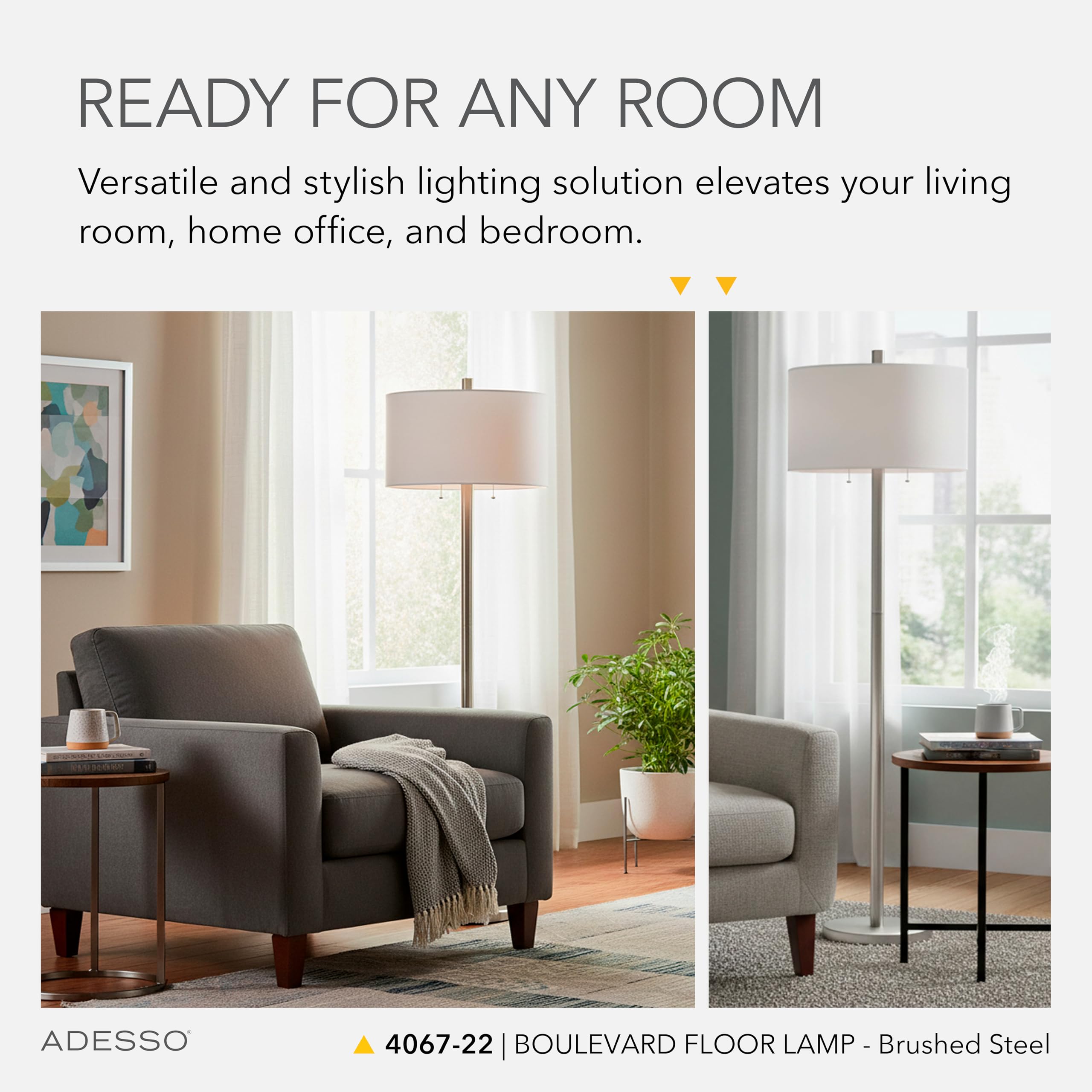 Amazon.co.jp: Adesso 4067-22 Boulevard Floor Lamp, Satin Steel by