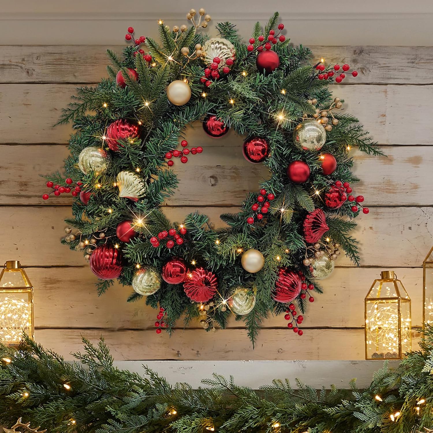 28’’ Pre-Lit Artificial Christmas Wreath