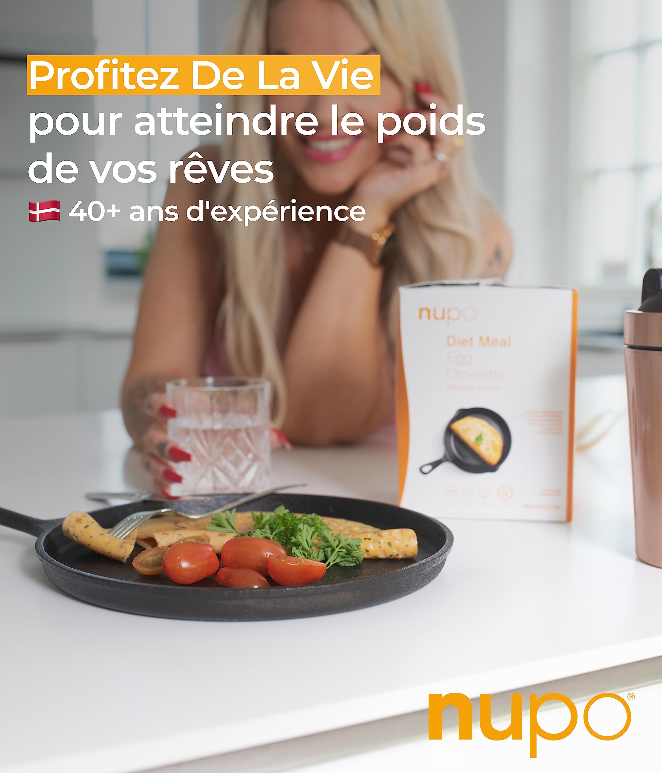 NUPO Diet Meal Omelette aux œufs – Substitut de repas complet pour la gestion du poids, 10 portions, végétalien, sans gluten