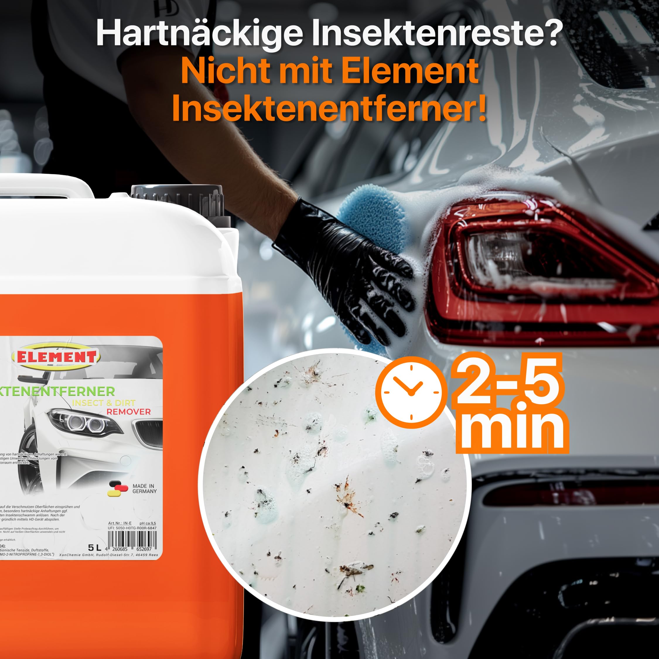 Element Insektenentferner & Schmutzlöser | 5 Liter | Insect & Dirt Remover | Material- und lackschonend | Insektenreiniger Auto KFZ