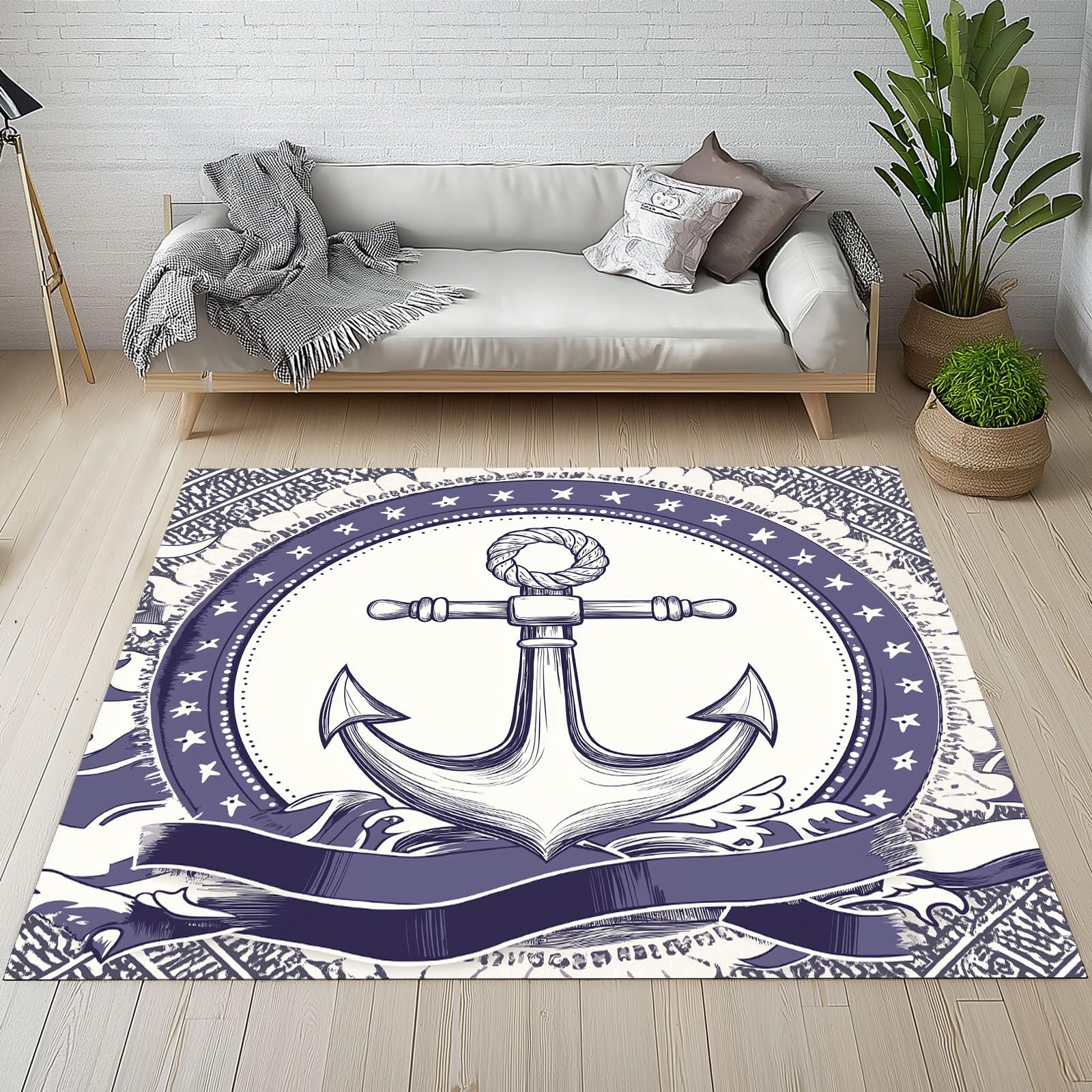 Tapis chambre d'enfant style nautique doux pour espace de jeu