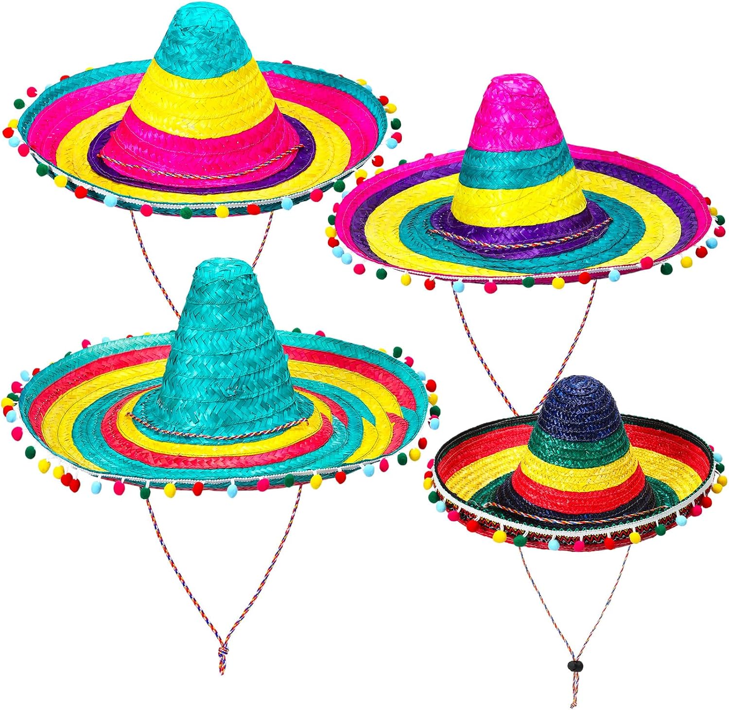 4 Pcs Mexican Sombrero Hats Sombrero Party Hats Fiesta Party Decorations for Women Men Adult