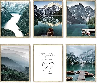 HoozGee Photography Art Prints Travel Natural Landscape Set of 6 Mountai...