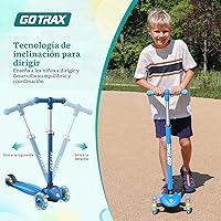 Vista 3 de Gotrax KS1 Patinete Infantil de Impulso, Ruedas con Luces LED y 3 Manillares de Altura Ajustable, Dirección por Inclinación y Plataforma