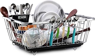 SmartSlide Stainless Steel Dish Drainer Kitchen Rack with Drainer Tray Kitchen Utensils Drying Basket Dish Rack for Kitche Price In India