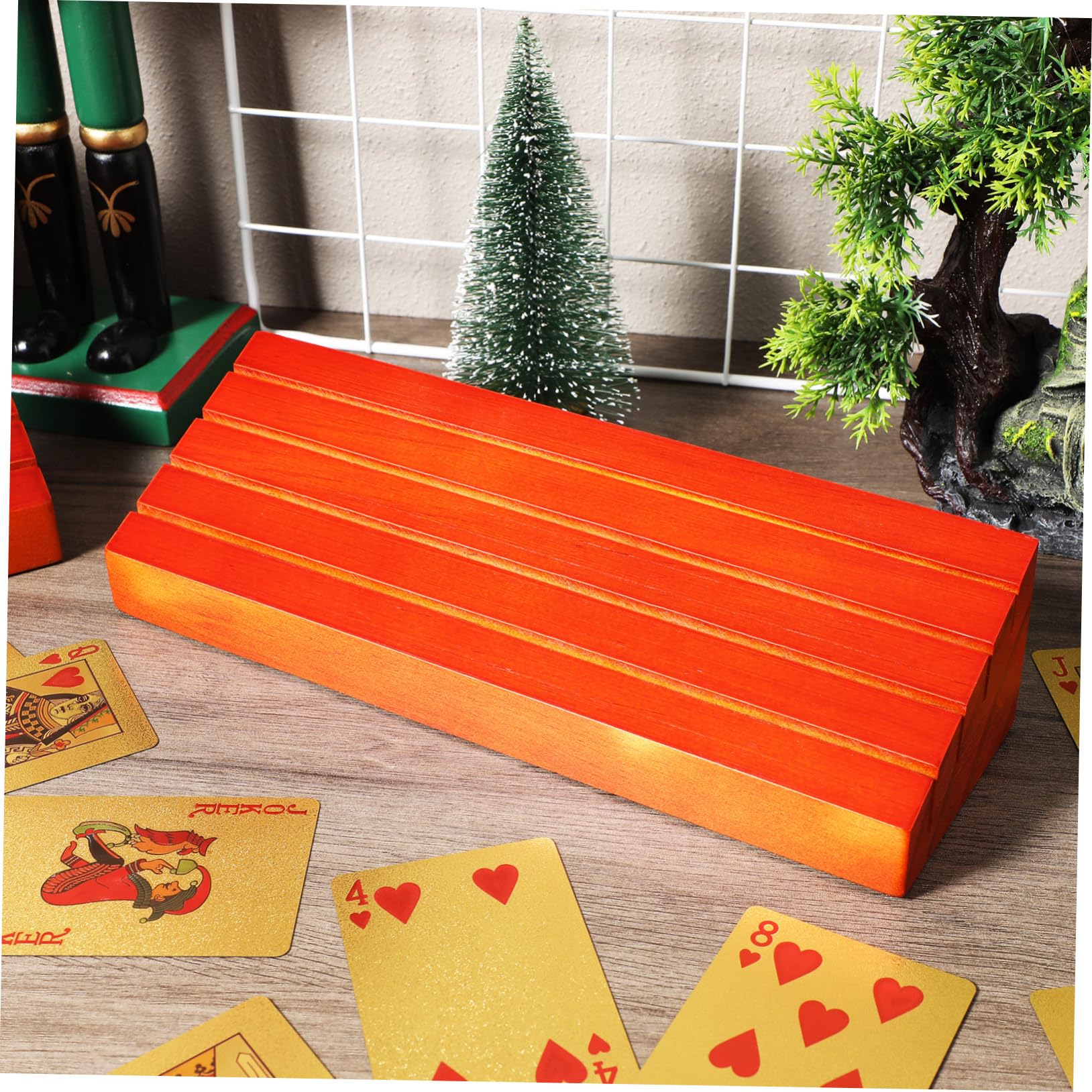 Abaodam 2piezas Soporte De Madera para Cartas De Titulares De Cartas Verticales Base De Madera para Póker Diseño Elegante y Práctico para Mesa y Estrategia