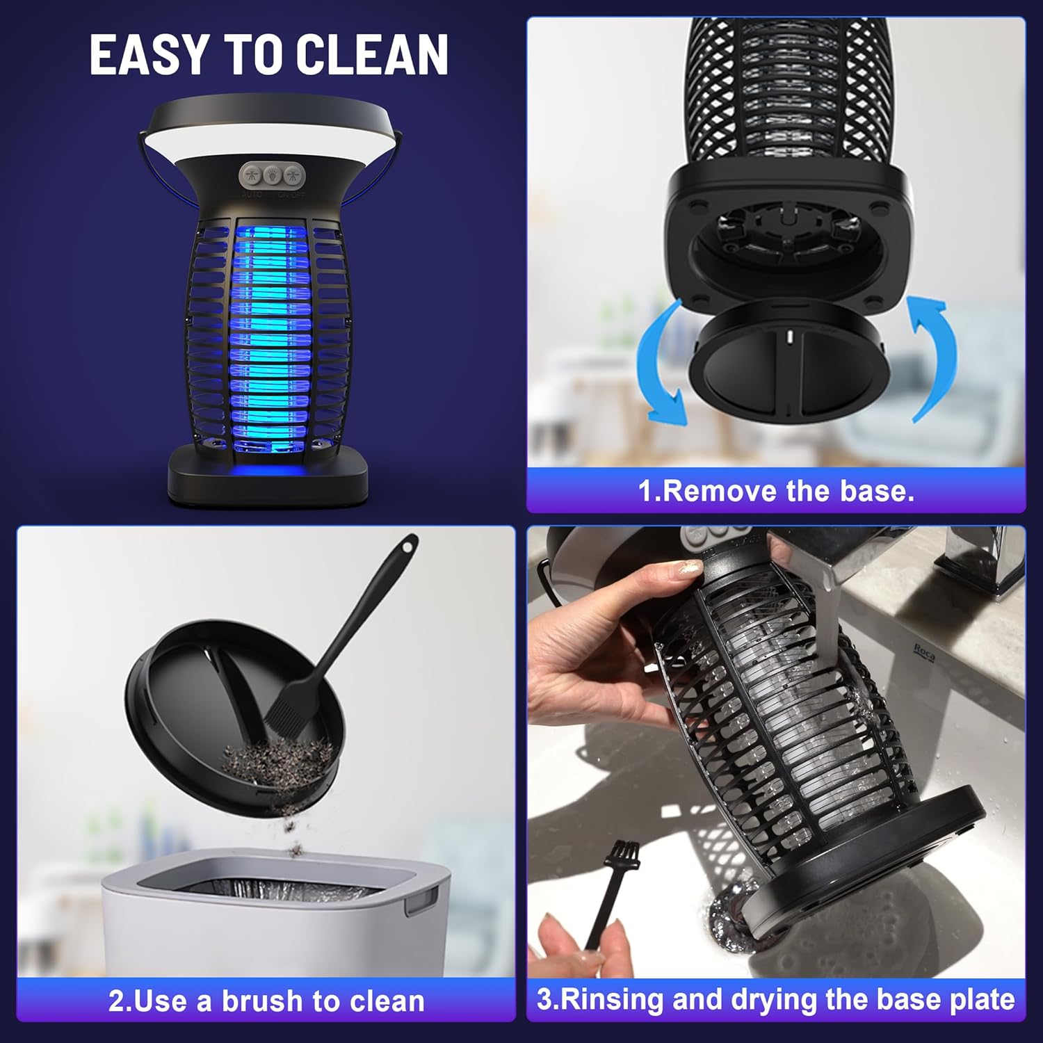 Solar Bug Zapper Outdoor, Rechargeable & Solar Powered, 4200V High Voltage for Effective Mosquito & Multi-Insect, Pet/Child Safe with UV Light, Waterproof for Camping Courtyard Indoor Outdoor