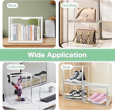 2 Pack Acrylic Display Case, Stackable Clear Book Storage