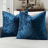 MIULEE Velvet Throw Pillow Covers Set of 2 Navy Blue 18x18 - Luxurious Textured Cushion Cases for Couch Sofa Bed Modern Farmhouse Decor