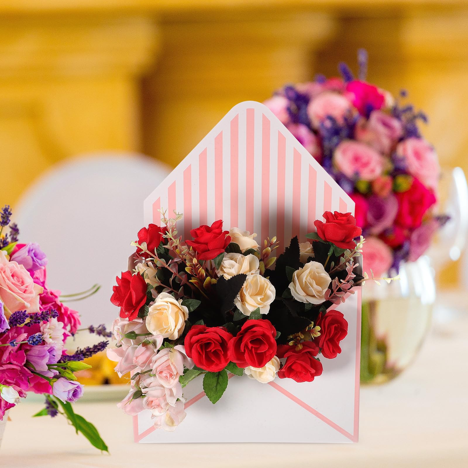 Artibetter 10 Stück Elegante Umschlagförmige Geschenk Verpackungsbox aus Papier in Rosa Praktische und Berührungsempfindliche Blumenverpackung für Weihnachten und Geburtstage