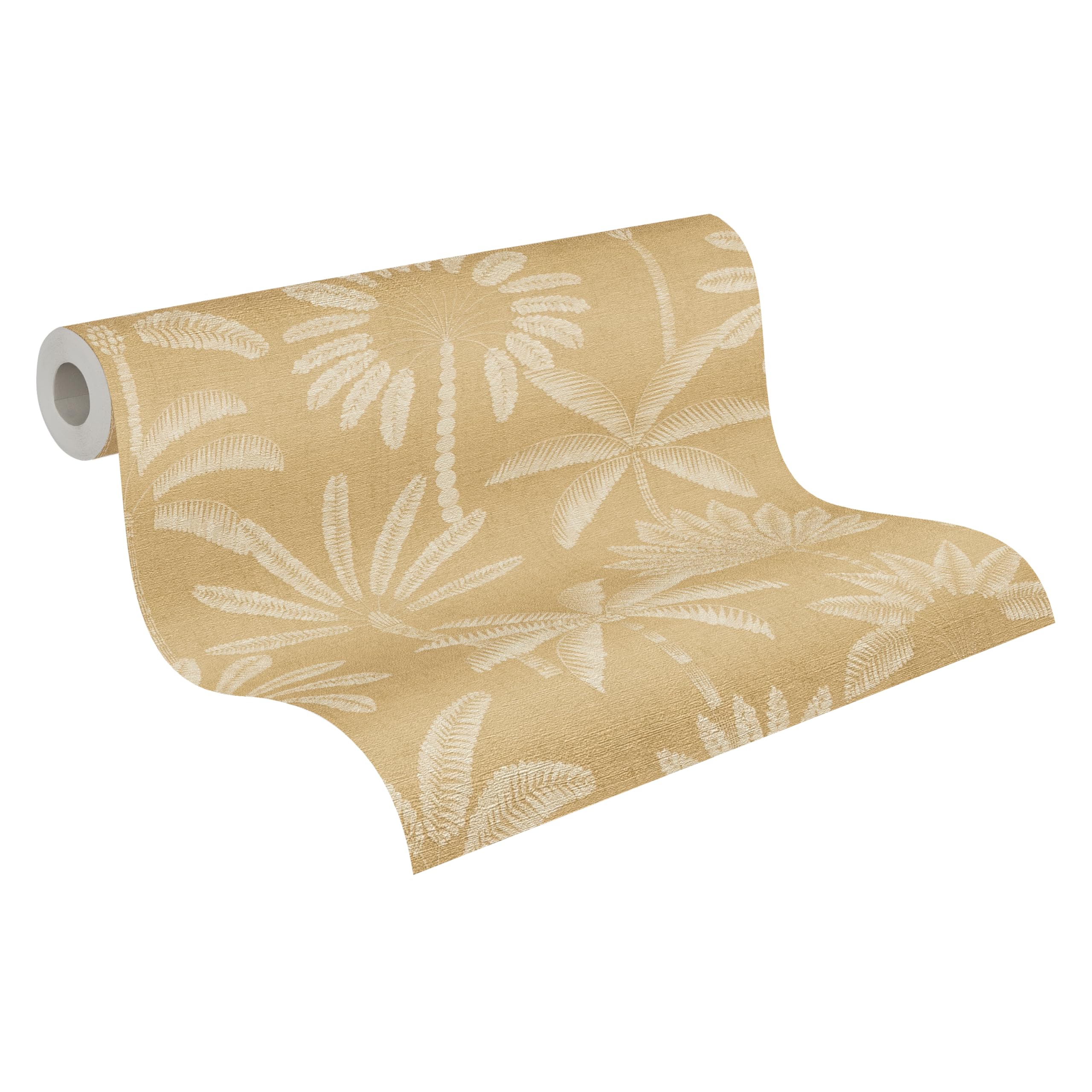 Papier peint intissé jungle exotique beige crème métallisé 10m x 0,53m