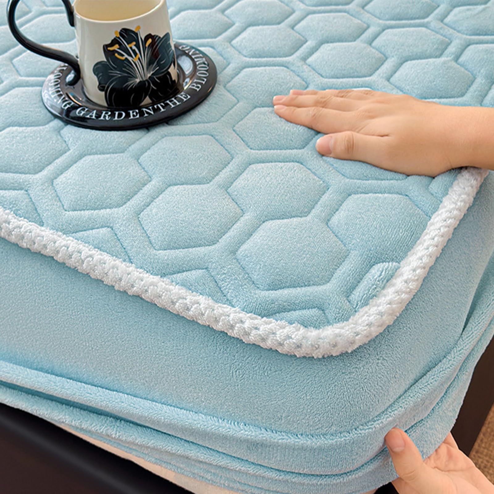 Drap-housse velours de lait 90x200 matelas 25cm bleu Twin XL