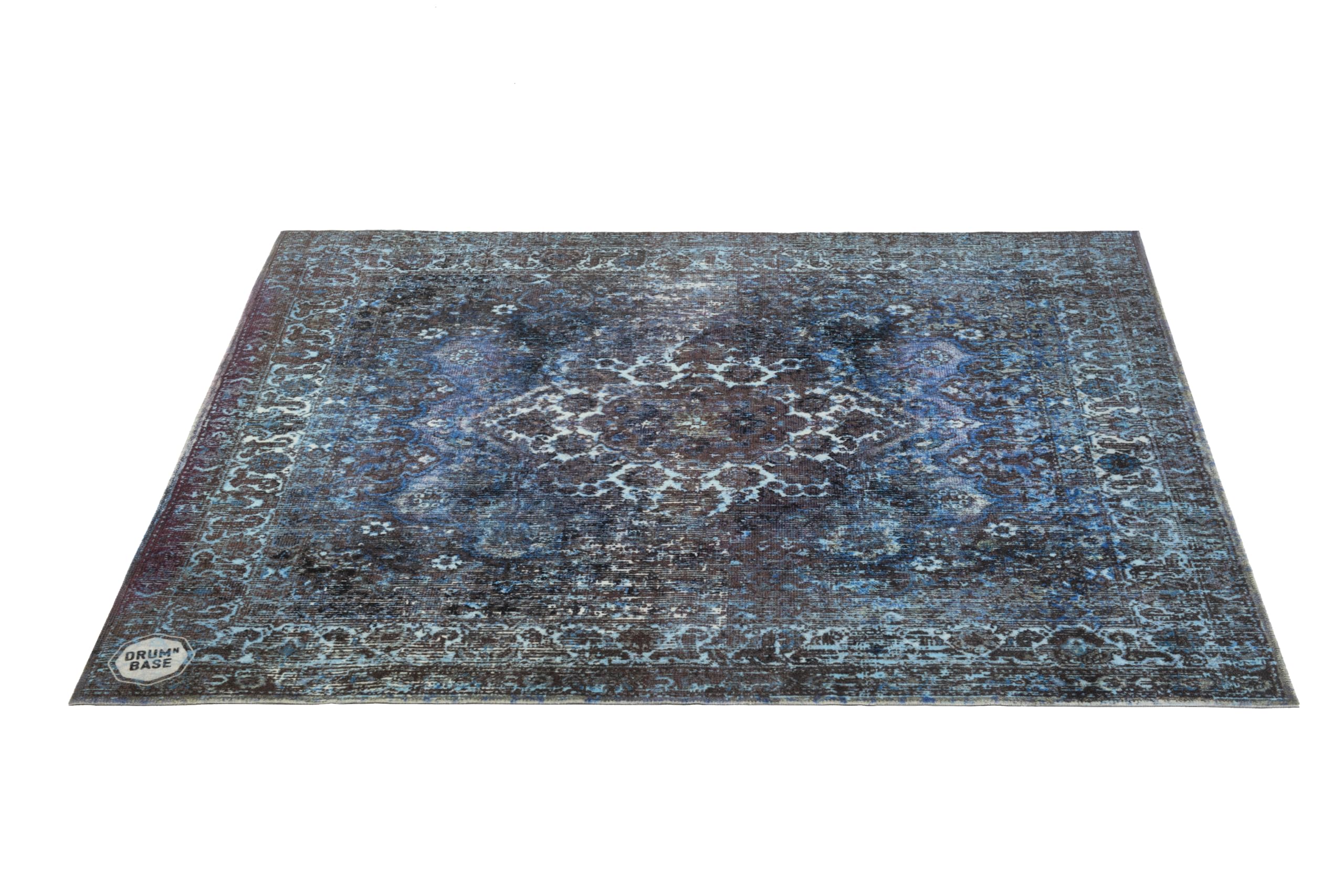 DrumnBase Alfombra de Tambor Persa Vintage, Color Azul, 185 x 160 cm