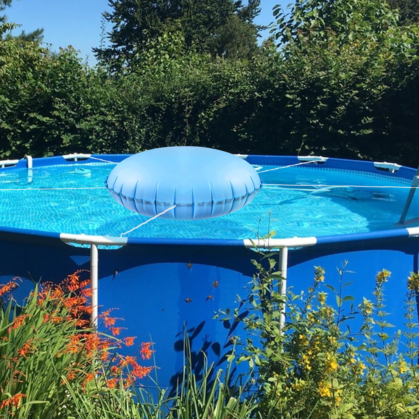 Pool Luftkissen Winter Poolkissen Poolkissen rund Poolkissen Winter Luftkissen 120cm Durchmesser für winterfeste Poolabdeckung Aufstellpools Aufblasbares Kissen