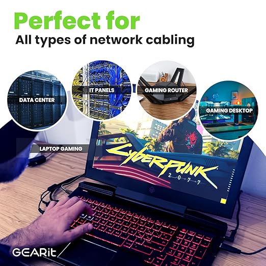 Cable Ethernet GEARit Cat6a Blindado SSTP 100 ft Negro 10Gbps miniatura 7