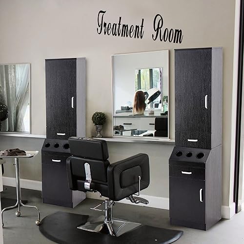 Miniatura 2 de Estación de peluquería para estilistas, estación de almacenamiento de salón de belleza con estante de almacenamiento con puerta, 2 cajones, armario