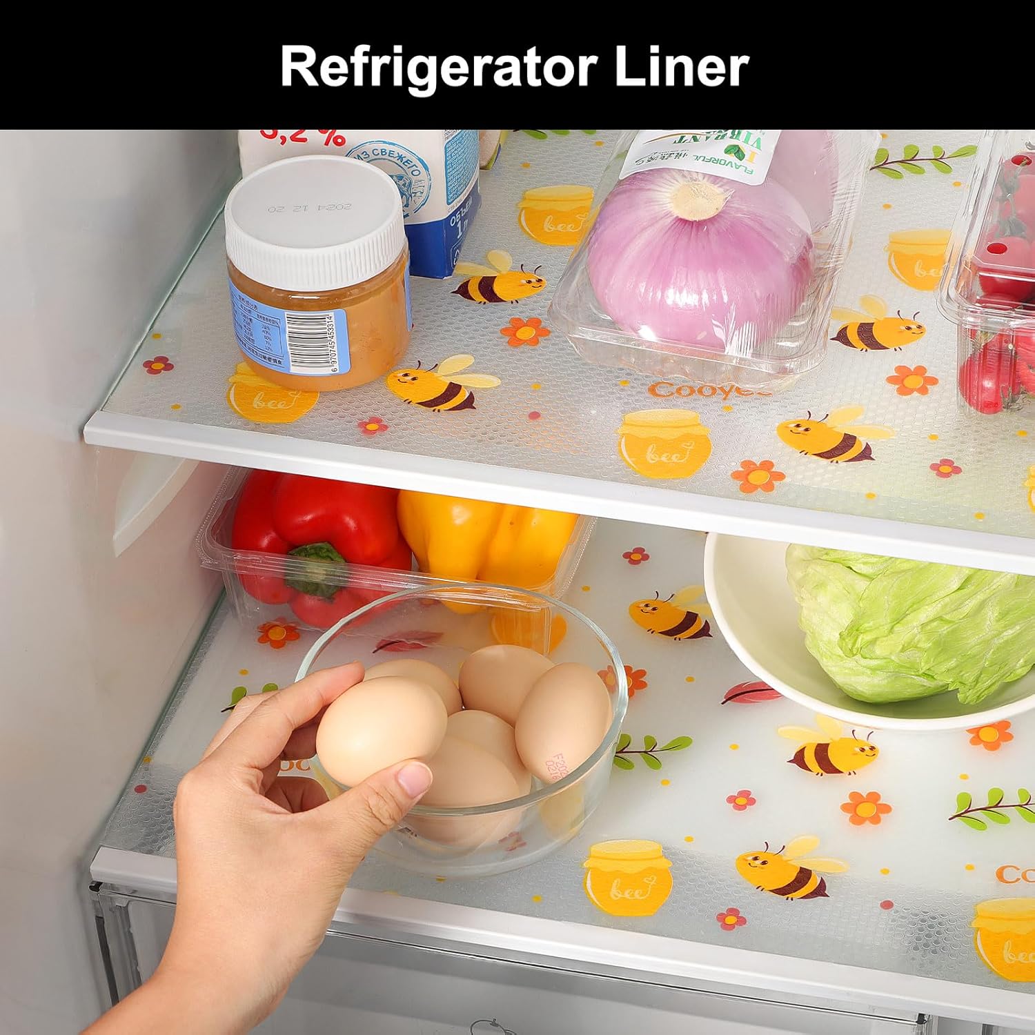 Cooyes Shelf Liner – Non-Slip Cabinet & Drawer Liner for Kitchen – Non-Adhesive Waterproof Shelf Paper with Modern Pattern – Durable EVA Cabinet Mat – Easy to Cut (Amber,11.8" W x 360" L)