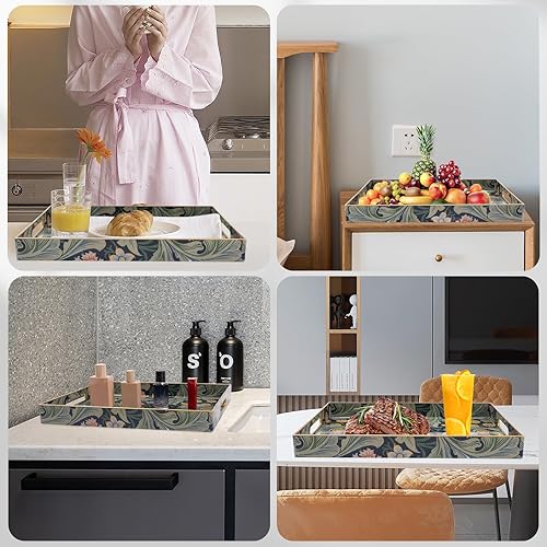 Miniatura 7 de Bandejas de mesa de café para sala de estar, bandeja para servir con asas, moderna bandeja grande para mesa de café otomana