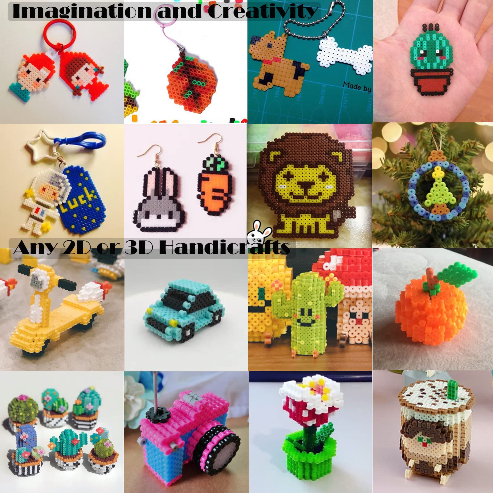 NCYDMTL Kit Perline Fusibili 5500 Pezzi - 24 Colori Da 5mm Con Accessori, Tavole E Ferri, Per Bambini E Attività Creative Fai-da-Te - 2