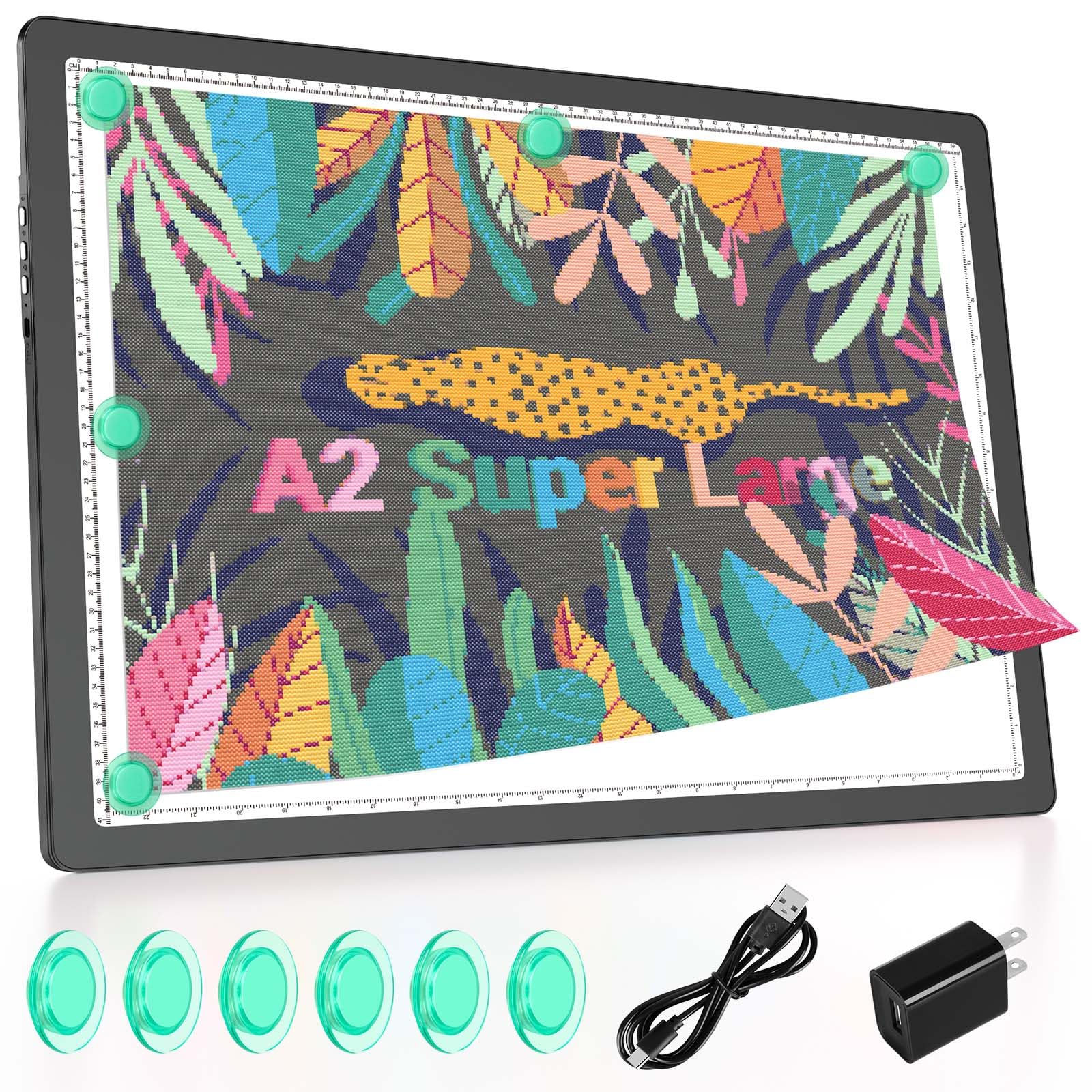 Bawaslom A2 Rechargeable LED Light Board,25.2"x18.4" Extra Large Light Pad with 5000mAh Battery,Magnetic Attraction,Lightbox for Tracing,Drawing,Sketching,Diamond Painting,Vinyl Weeding
