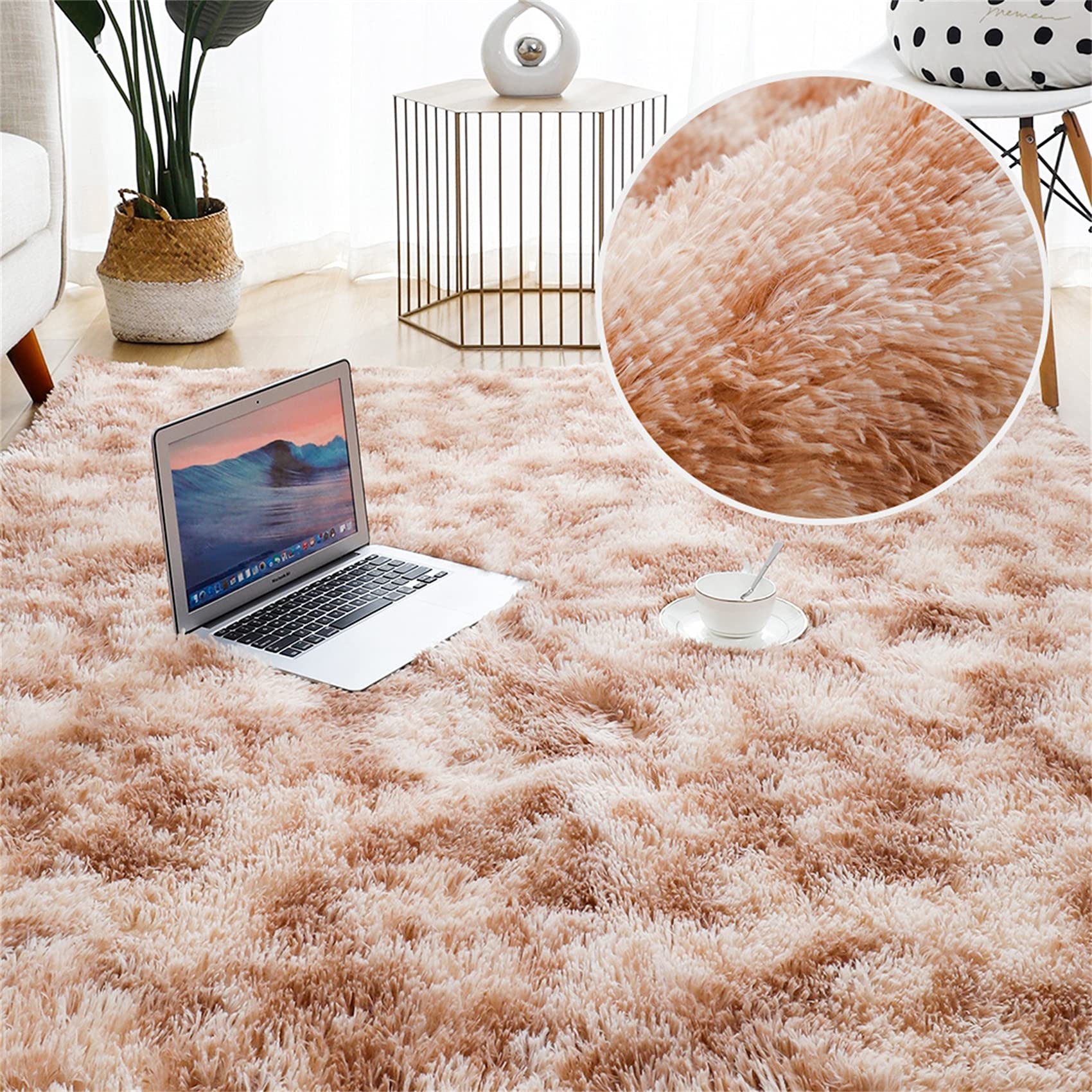 Tapis de salon fausse fourrure beige 80x160 cm pour un nid douillet unique