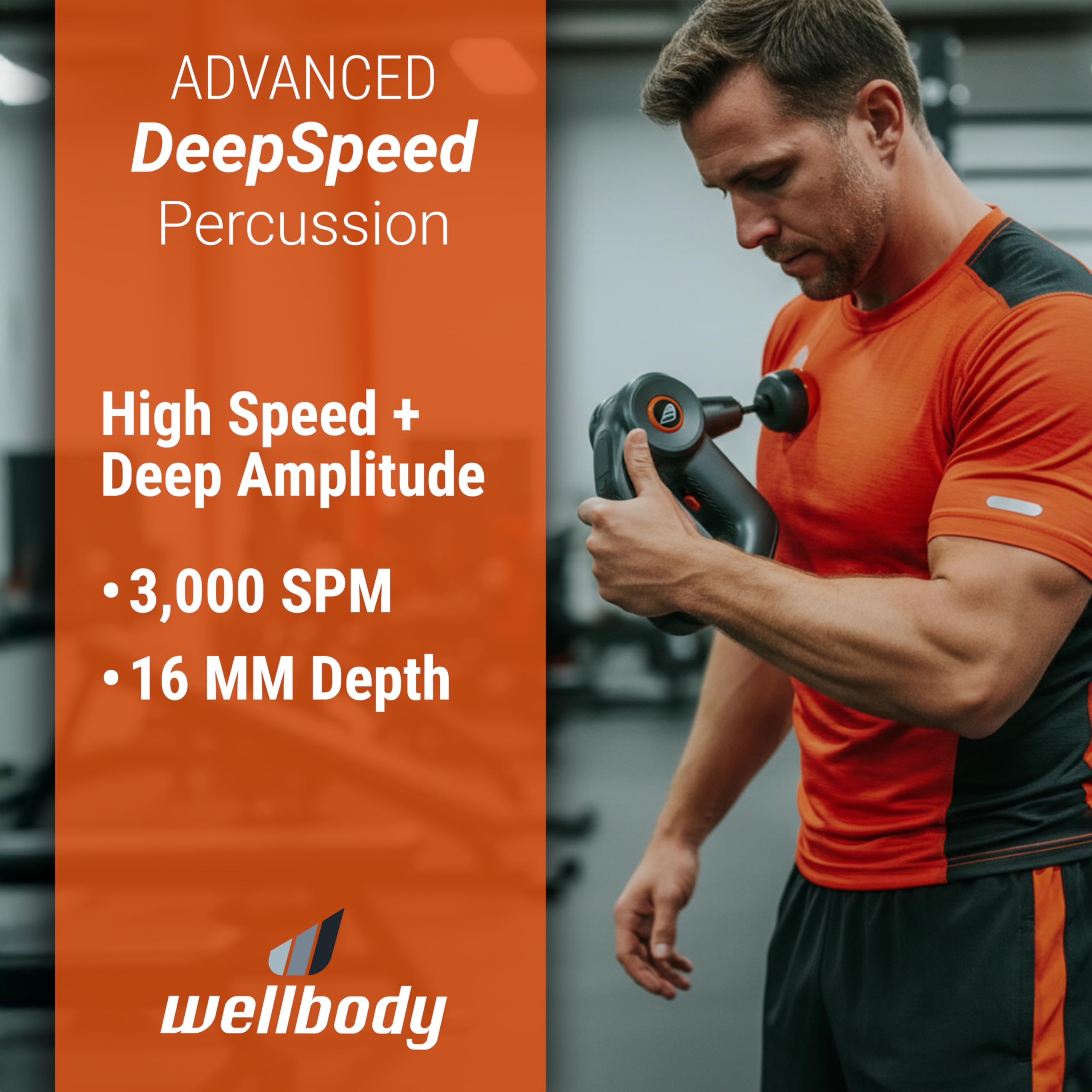 Wellbody 3 Deep Tissue Percussion Massager with Heat Ball Technology | 3 Speed Options | Portable Handheld Massage Gun for Elite Muscle Recovery & Wellness | Relieve Sore Muscles and Stiffness
