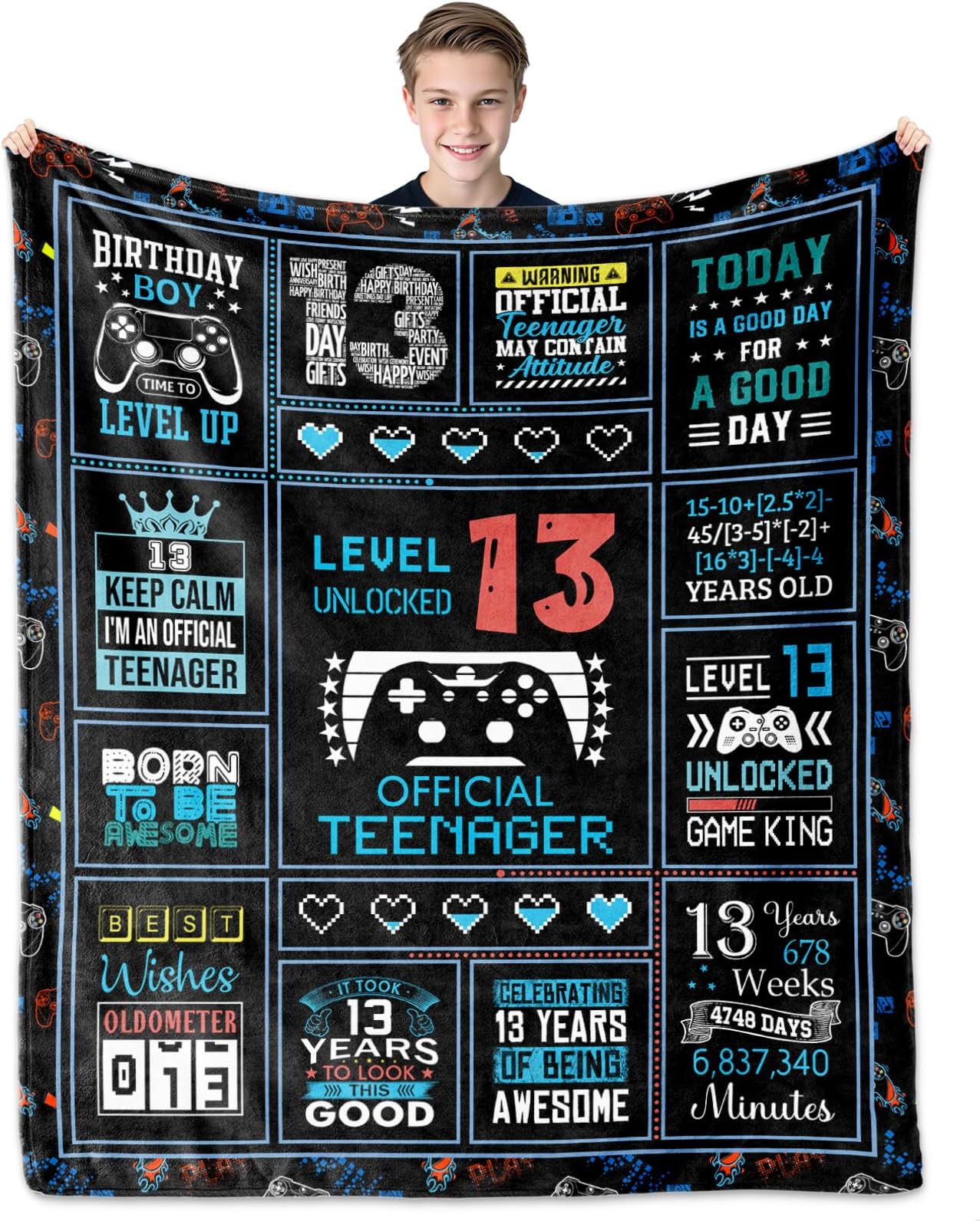 13th Birthday Gifts for Boys, 13 Year Old Boy Gifts Blanket 60"x50", 13th Birthday Decorations for Boys, 13 Year Old Gift Ideas for Son Grandson Nephew, Born in 2013