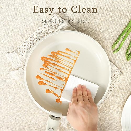 Miniatura 5 de GiPP Juego de ollas y sartenes de cerámica antiadherentes, antiadherentes con mango desmontable, saludable y no tóxico, sin PFAS PFOA y PTFE, apto