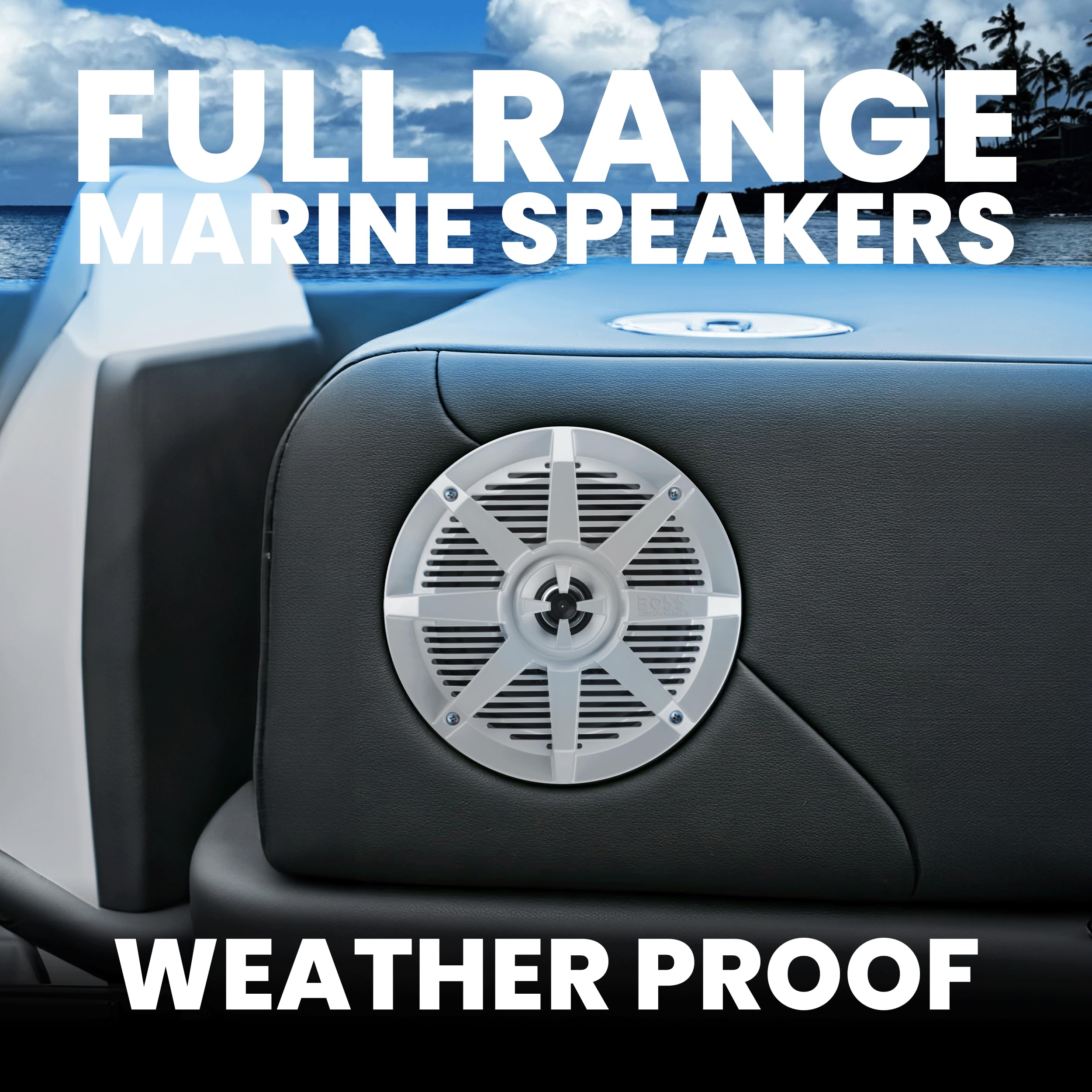 BOSS Audio Systems MR62W 200 W na parę, 6,5 cala, pełny zakres, 2-drożne odporne na warunki atmosferyczne głośniki morskie sprzedawane w parach