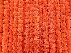 DIKANG Marigold Artificial Flowers for Decoration, Ganpati Decoration, Diwali Decoration Items for Home Decor, Marigold Garlands Decoration Home Decor Items, Pooja Items (Orange, Pack of 5)