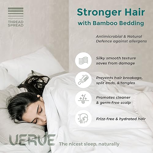 Miniatura 8 de THREAD SPREAD Fundas de almohada de viscosa de bambú, 2 fundas de almohada para almohadas tamaño King, con fundas de fibra extralargas, fundas de