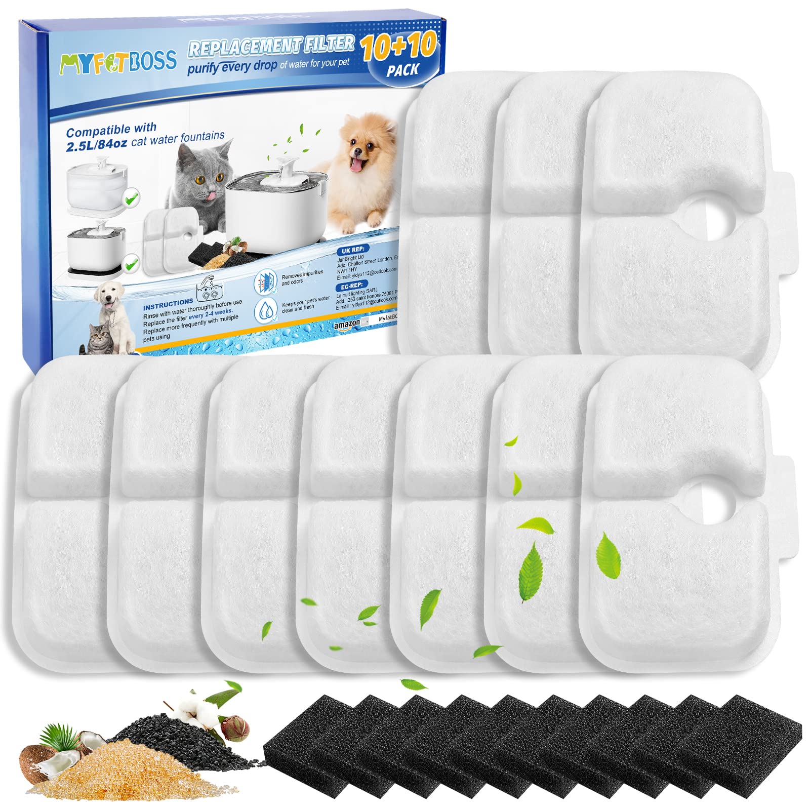 6-Pack Replacement Sponge Foam Filters For Cat Drinking Fountain | Fits 84 Oz / 2.5L Fountains - View #7