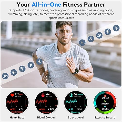 Miniatura 3 de Reloj inteligente para hombres, reloj inteligente con GPS, rastreador de actividad física con monitor de frecuencia cardíacasueño, podómetro,