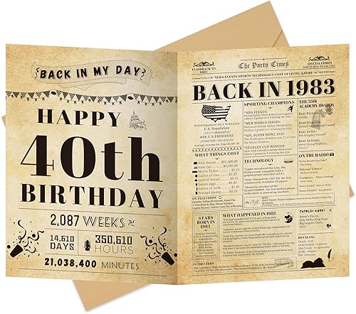 Tarjeta de cumpleaños número 40, regalos de cumpleaños número 40 para mujeres y hombres, decoraciones de 40 cumpleaños para mujeres y hombres, allá