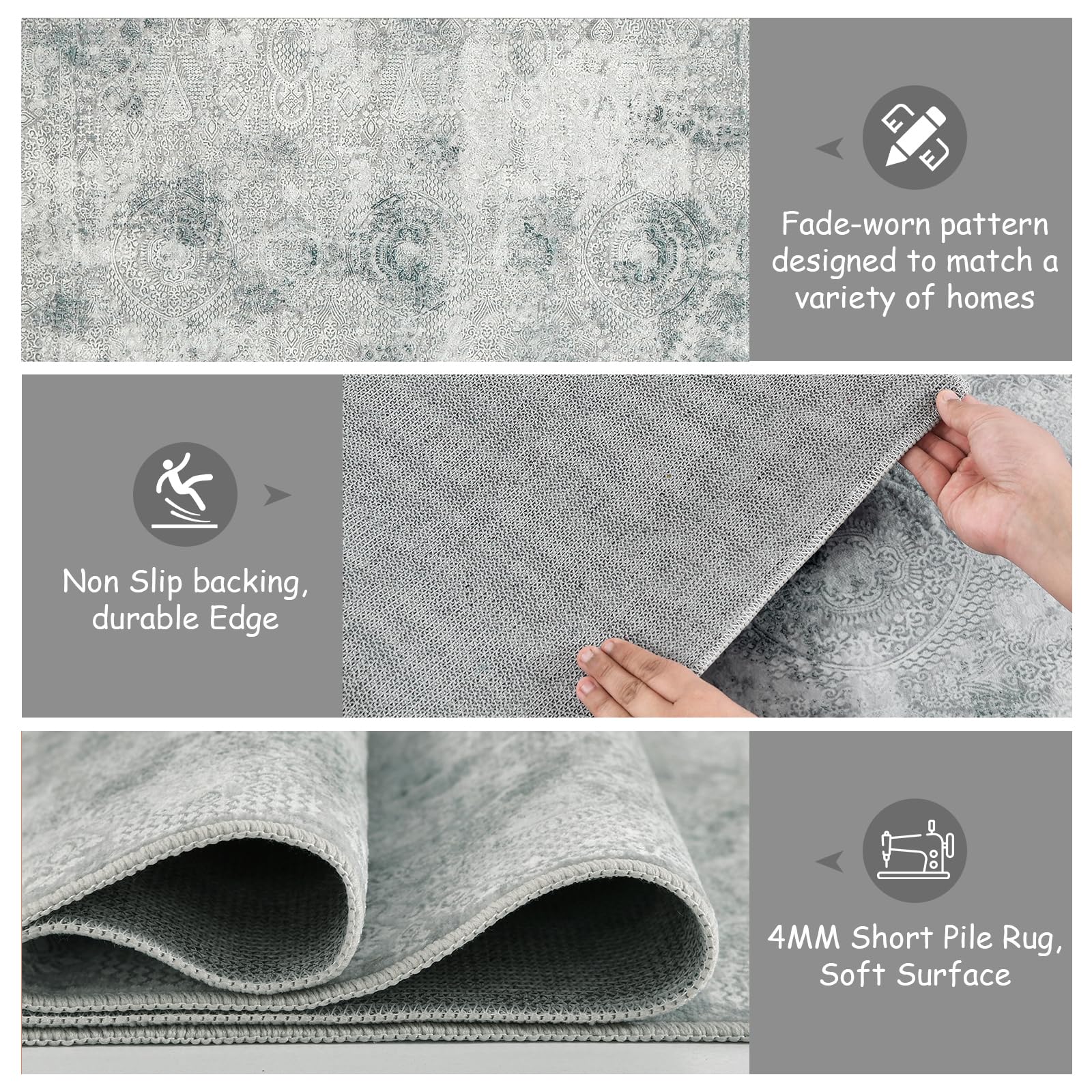 Teppich 160 x 230cm,Waschbarer Modern Abstrakt Wohnzimmer Teppisch | Große Teppiche, Großer Carpet rutschfest, für Schlafzimmer, Esszimmer