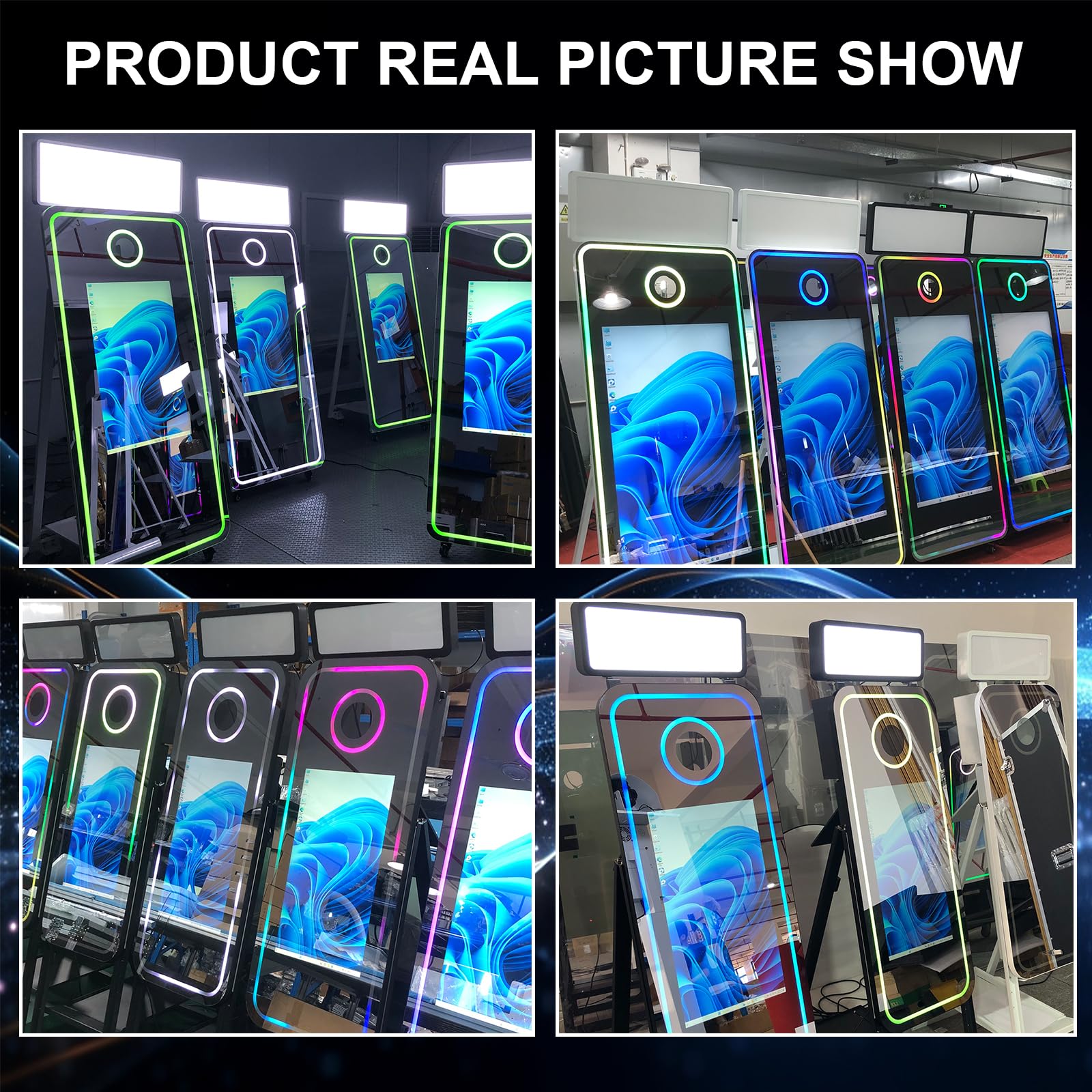 Lustrzana fotobudka 165 cm z etui lotniczym, ekran dotykowy 43 cale magiczne lustro budka DSLR fotobudka selfie budka na imprezy weselne (biała budka + drukarka)