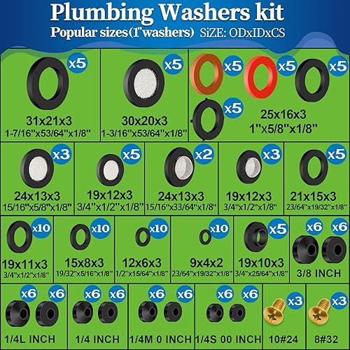 Miniatura 12 de Juego surtido de anillos tóricos de 32 tamaños, 1540 piezas, juego de goma de nitrilo métrico con 4 púas para lavadoras a presión de grifo