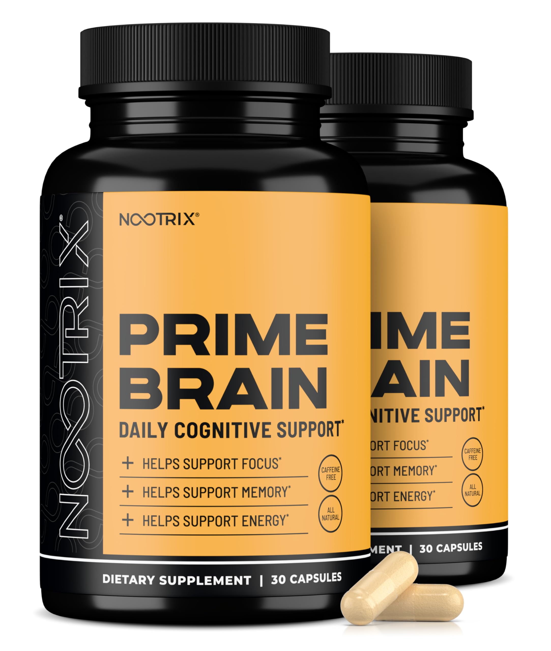Nootrix Prime Brain Nootropic Supplement | 30 Day Supply | Supports Memory, Mental Focus, Cognitive Health & Energy | Promotes Healthy Mood & Brain Function | Ginkgo Biloba, Lion's Mane & L-Theanine 60 Count (Pack of 2)